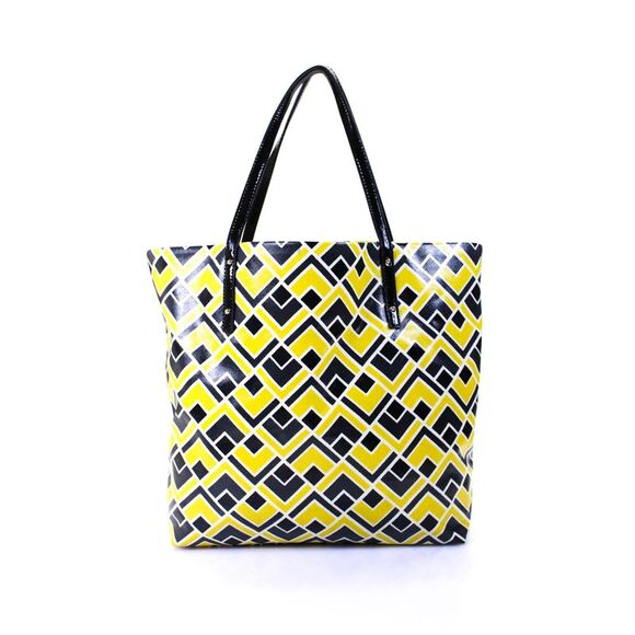 Kate Spade Womens Leather Open Geometric Print Front Zipped Tote Handbag Yellow - Picture 5 of 10
